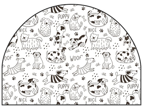 PIPPER. Védő textil falmatrica – Ív – Vidám kutyák Méret: 83x60cm, Indíték: névvel