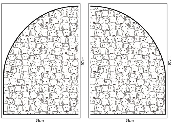PIPPER. Védő textil falmatrica – Ív – Kutyák Méret: 83x60cm, Indíték: névvel