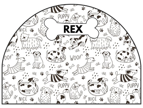 PIPPER. Védő textil falmatrica – Ív – Vidám kutyák Méret: 83x60cm, Indíték: névvel