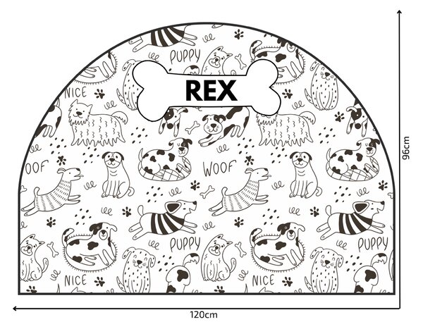 PIPPER. Védő textil falmatrica – Ív – Vidám kutyák Méret: 83x60cm, Indíték: névvel