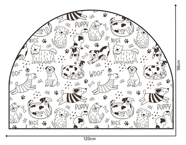 PIPPER. Védő textil falmatrica – Ív – Vidám kutyák Méret: 83x60cm, Indíték: névvel