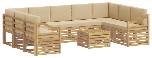 VidaXL Ülőgarnitúrák 10 pcs Fehér és Bézs 59 x 59 x 37 cm Poliészter