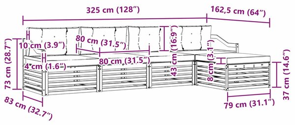 VidaXL Kültéri kanapé szett 5 db Fehér és Antracitszürke Poliészter