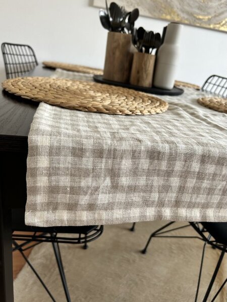 Tom Linen asztali futó természetes kockás színben Méret: 40x140