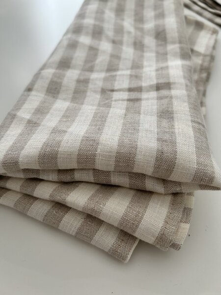 Tom Linen csíkos asztali futó természetes lenből Méret: 40x140