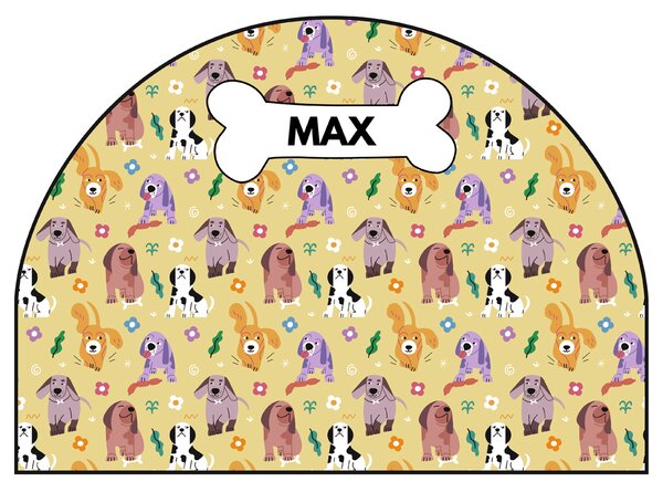 PIPPER. Védő textil falmatrica – Ív – Színes kutyák Méret: 83x60cm, Indíték: névvel