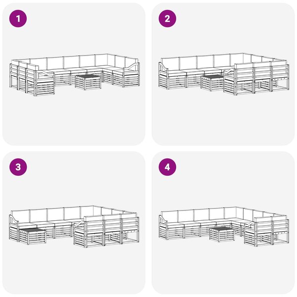 VidaXL Kültéri kanapé szett 8 pcs Fehér és antracit 59 x 59 x 37 cm