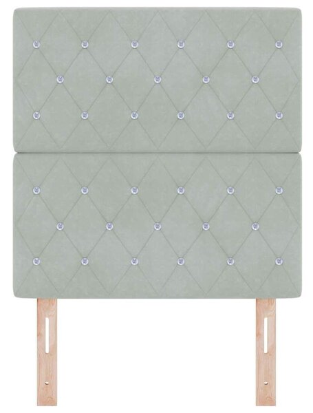 VidaXL LED ágytámla LED szalagokkal Világosszürke 80 cm Bársony