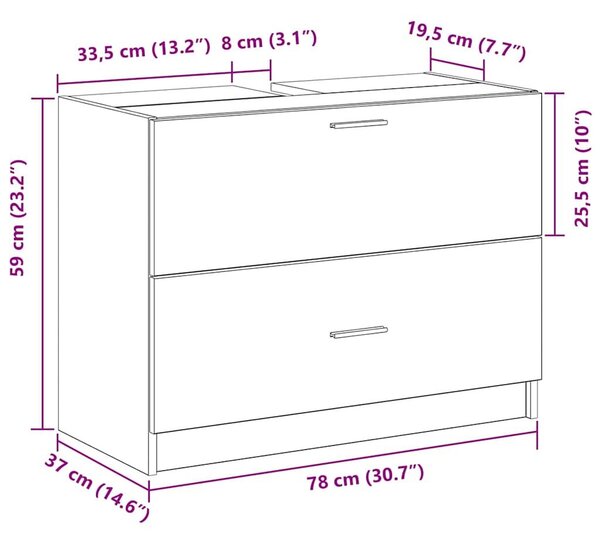 VidaXL Mosdó Szekrény fiókkal Artisan tölgy 78 x 37 x 59 cm Faanyag