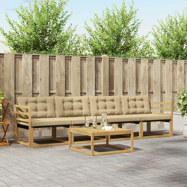 VidaXL Kültéri kanapé szett 5 pcs Fehér és Bézs 79 x 79 x 37 cm