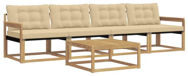 VidaXL Kültéri kanapé szett 5 pcs Fehér és Bézs 79 x 79 x 37 cm