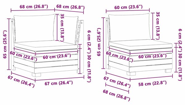 VidaXL Kültéri kanapé szett párnával 3 Darab Barna Tömör Akácfa