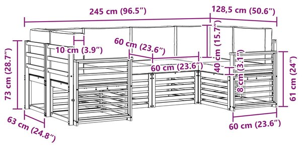 VidaXL Szegmentált kanapé szett 6 pcs Fehér és Bézs