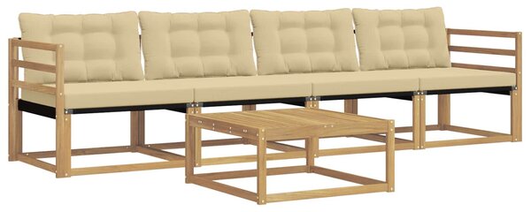 VidaXL Kültéri kanapé szett 5 pcs Fehér és Bézs 79 x 79 x 37 cm