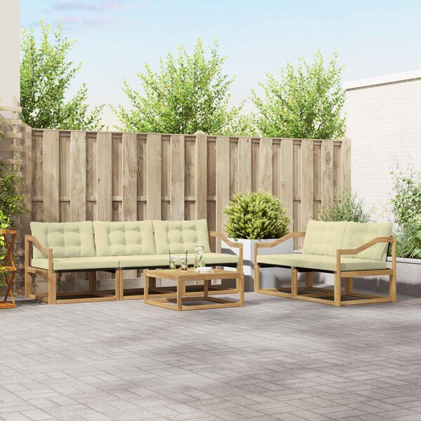 VidaXL Kültéri kanapé szett 6 pcs Fehér és Krém színű 79 x 79 x 37 cm