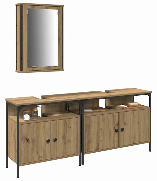 VidaXL Fürdőszobai Mosdószekrények 3 db Barna 80 x 30 x 60 cm