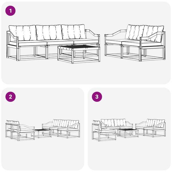 VidaXL Kültéri kanapé szett 6 pcs Fehér és Bézs 79 x 79 x 37 cm