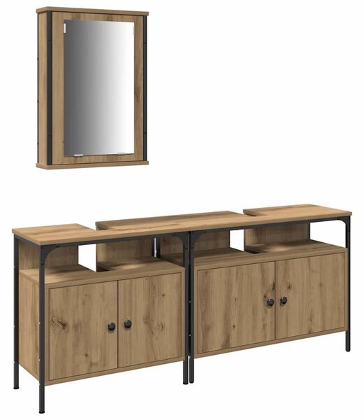 VidaXL Fürdőszobai Mosdószekrények 3 db Barna 80 x 30 x 60 cm