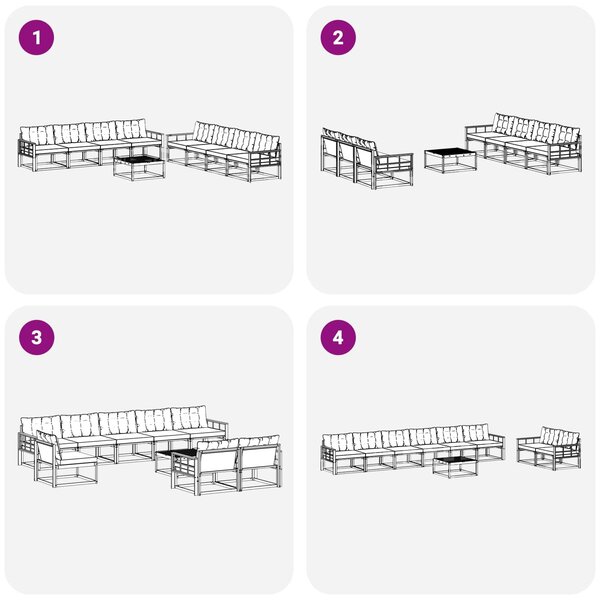 VidaXL Kültéri kanapé szett 9 pcs Fehér és Krém színű 79 x 79 x 37 cm