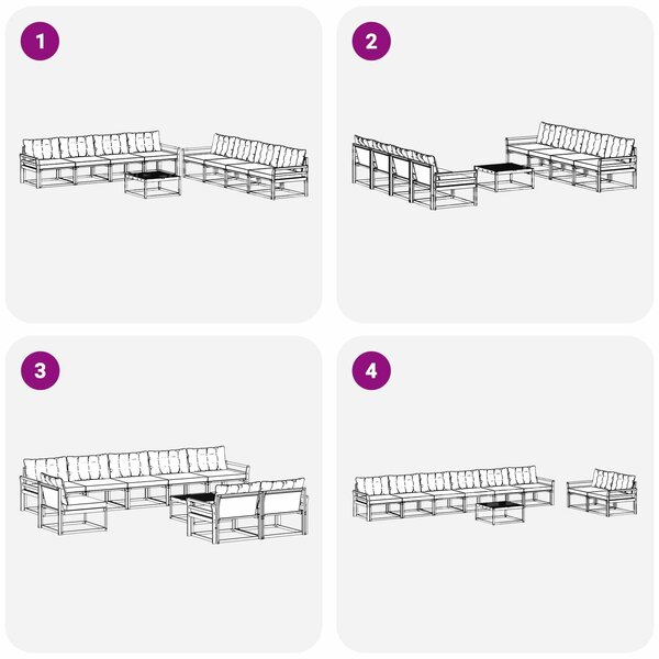 VidaXL Kültéri kanapé szett 9 pcs Fehér és Bézs 79 x 79 x 37 cm