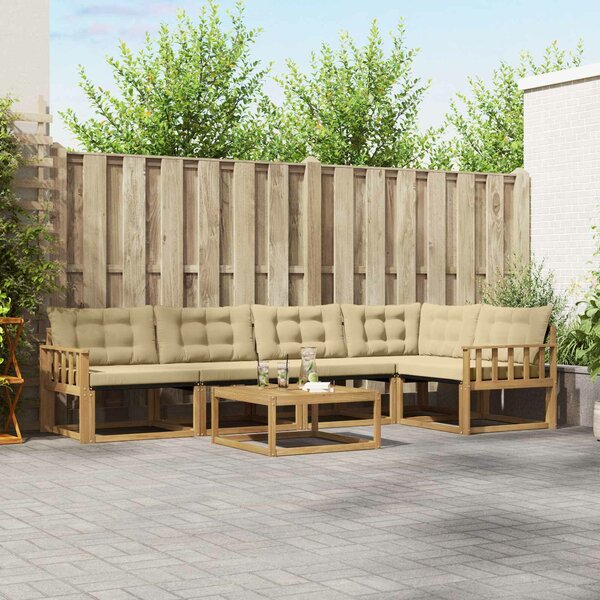 VidaXL Kültéri kanapé szett 6 pcs Fehér és Bézs 79 x 79 x 37 cm