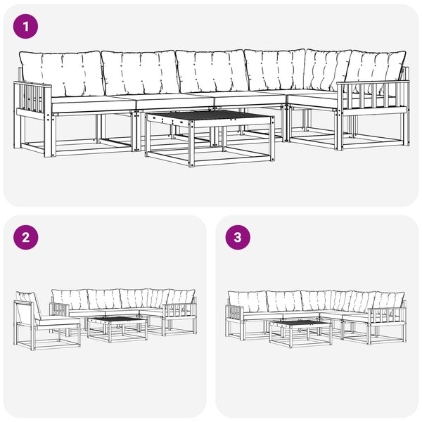 VidaXL Kültéri kanapé szett 6 pcs Fehér és Bézs 79 x 79 x 37 cm