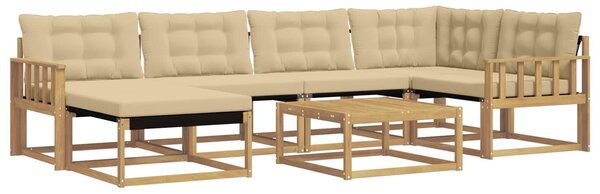 VidaXL Kültéri kanapé szett 7 pcs Fehér és Bézs 79 x 79 x 37 cm