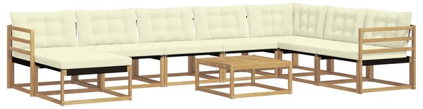 VidaXL Kültéri kanapé szett 9 pcs Fehér és Krém színű 79 x 79 x 37 cm