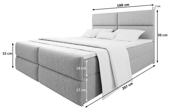 MULEN ágyneműtartós boxspring ágy 160x200 - olívazöld