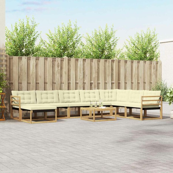 VidaXL Kültéri kanapé szett 9 pcs Fehér és Krém színű 79 x 79 x 37 cm