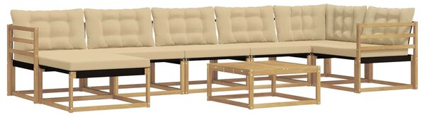 VidaXL Kültéri kanapé szett 8 pcs Fehér és Bézs 79 x 79 x 37 cm