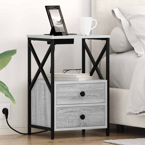 VidaXL Éjjeliszekrény 2 pcs Szürke Sonoma 40 x 31 x 60 cm Faanyag