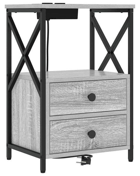 VidaXL Éjjeliszekrény 2 pcs Szürke Sonoma 40 x 31 x 60 cm Faanyag