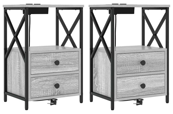 VidaXL Éjjeliszekrény 2 pcs Szürke Sonoma 40 x 31 x 60 cm Faanyag