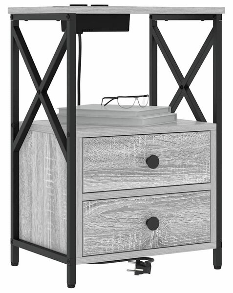 VidaXL Éjjeliszekrény 2 pcs Szürke Sonoma 40 x 31 x 60 cm Faanyag