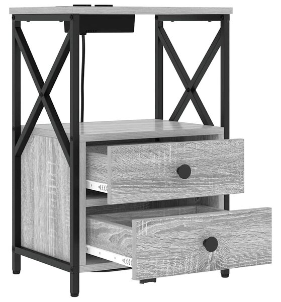 VidaXL Éjjeliszekrény 2 pcs Szürke Sonoma 40 x 31 x 60 cm Faanyag