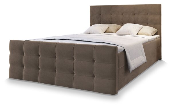 VAMON kárpitozott boxspring franciaágy 180x200 – barna