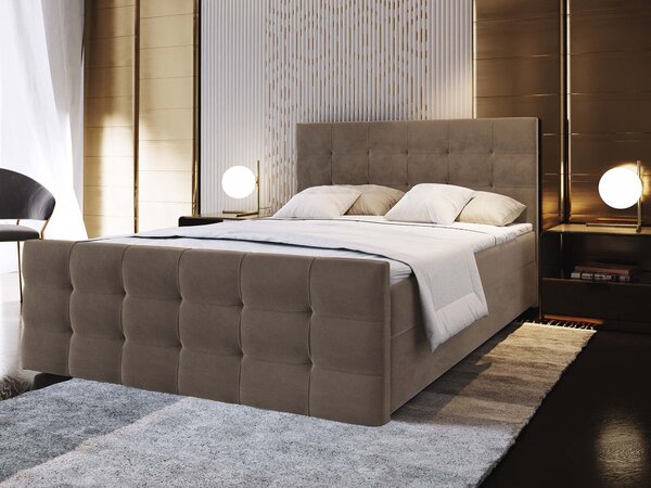 VAMON kárpitozott boxspring franciaágy 180x200 – barna