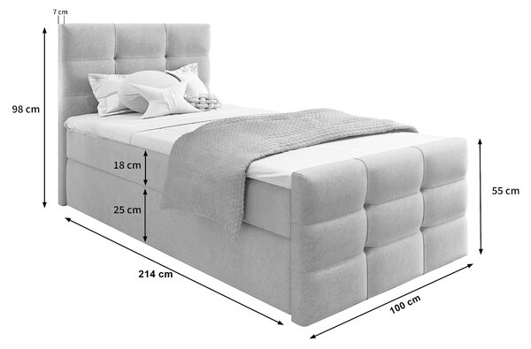VAMON kárpitozott boxspring ágy 100x200 - szürke