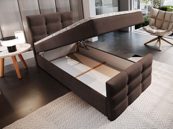 VAMON kárpitozott boxspring ágy 90x200 - barna
