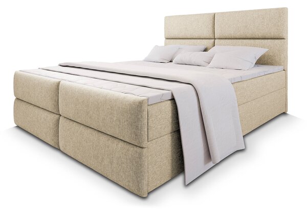 MULEN ágyneműtartós boxspring ágy 180x200 - krémszínű