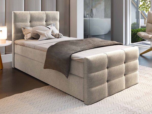 VAMON kárpitozott boxspring ágy 80x200 - krémszín