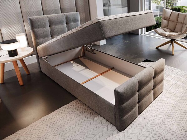 VAMON kárpitozott boxspring ágy 100x200 - szürke