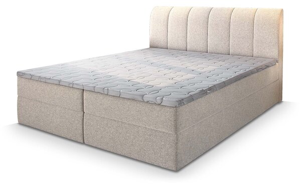 CEVANO kárpitozott boxspring ágy 160x200 - krémszínű