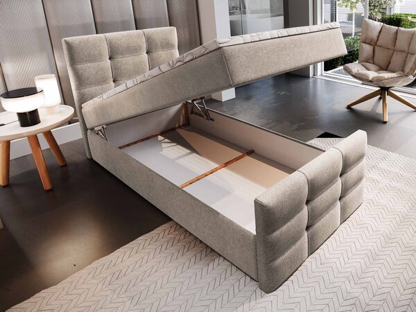 VAMON kárpitozott boxspring ágy 80x200 - krémszín