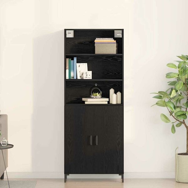 VidaXL Magasfiú Fekete tölgy 69,5 x 34 x 180 cm Szerelt Fa