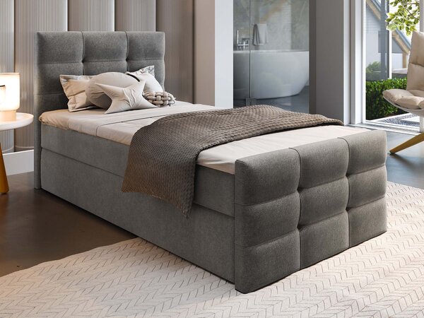 VAMON kárpitozott boxspring ágy 100x200 - szürke