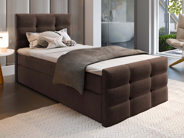 VAMON kárpitozott boxspring ágy 90x200 - barna