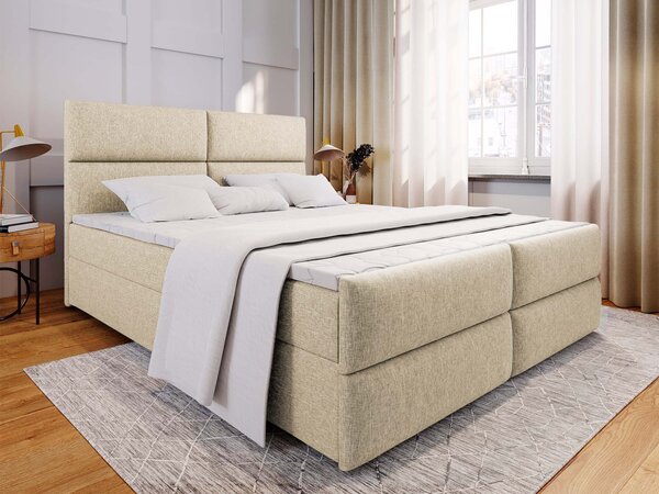 MULEN ágyneműtartós boxspring ágy 180x200 - krémszínű
