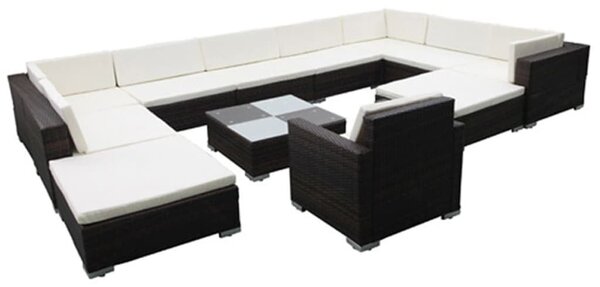 VidaXL 12 részes fekete polyrattan kerti ülőgarnitúra párnákkal